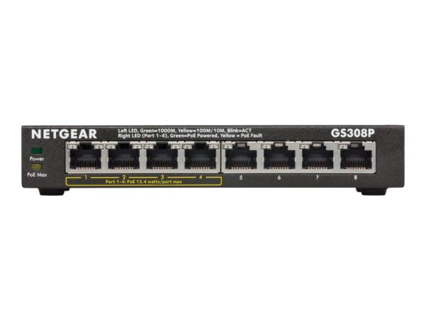 NETGEAR SOHO GS308P - switch - 8 ports - unmanaged (NET-GS308P-100NAS)
